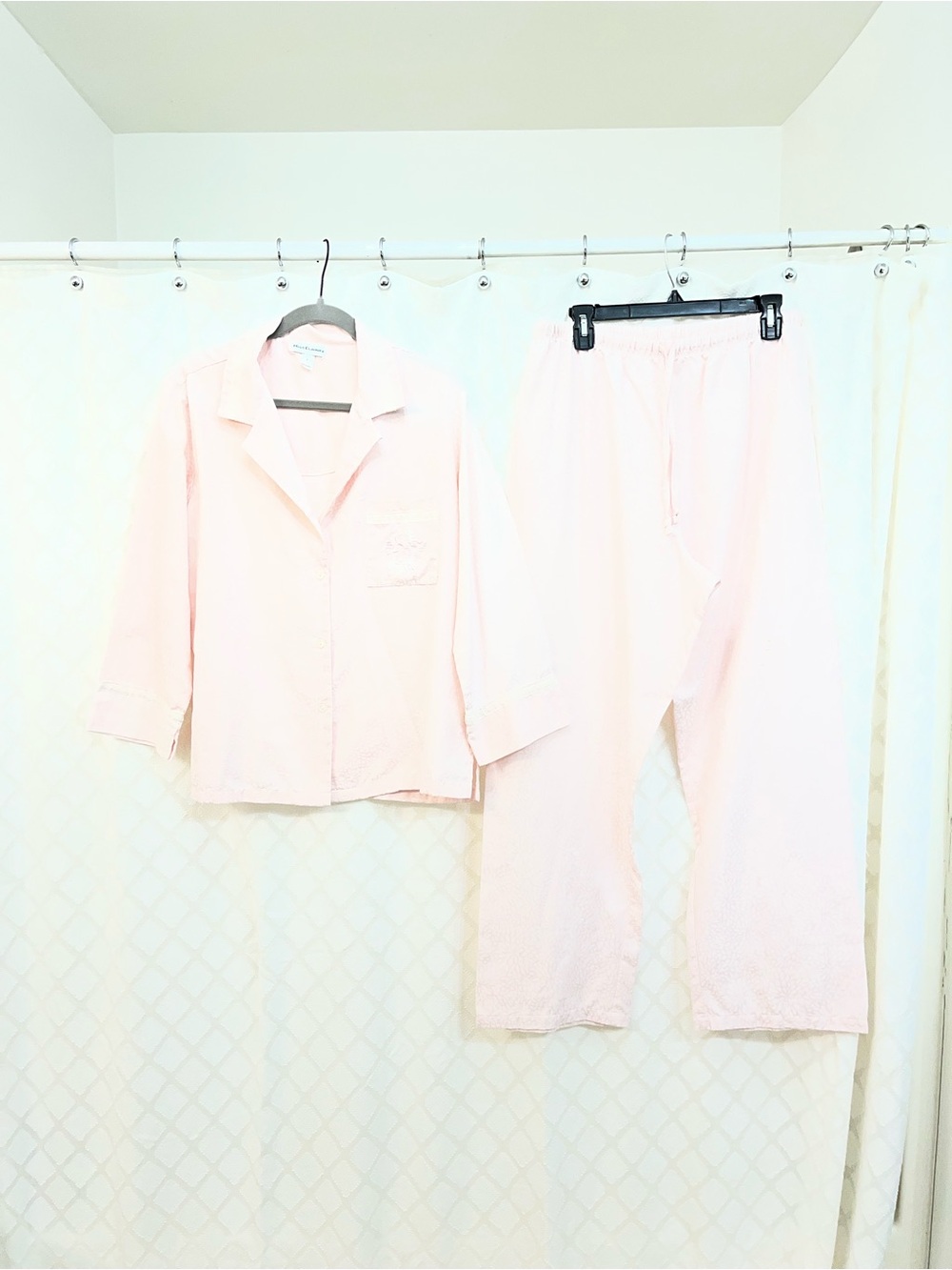 Miss Elaine Pale Pink Floral Jacquard Pajama Top